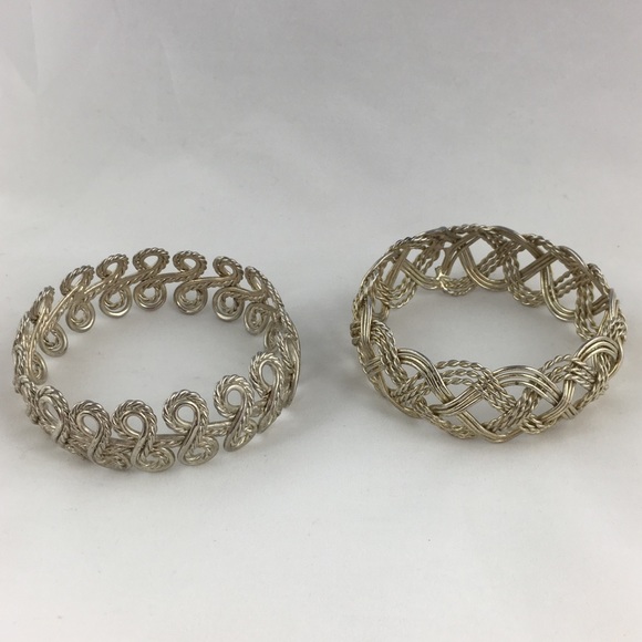 Pair of Woven Braided Twisted Metal Bangles - Picture 6 of 8